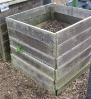 A simple homemade compost bin. Click picture to enlarge. Copyright David Marks.