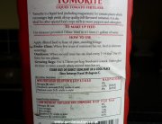 Label on liquid tomato fertiliser